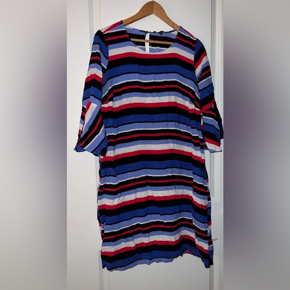 Eloquii Striped Shift Dress with Bell Sleeves - Size 18 - Picture 1 of 3